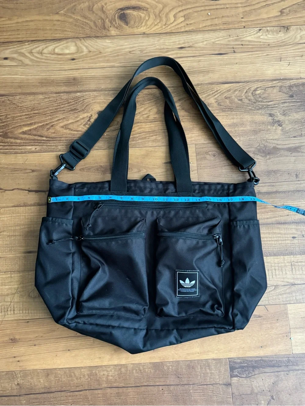adidas Black Men's Messenger Tote with Front Zip Pockets